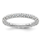 14k White Gold Polished U-Shared Prong 2 carat Diamond Complete Eternity Band