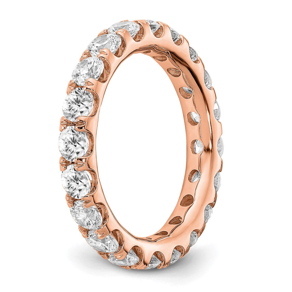 14k Rose Gold 3 carat Lab Grown Diamond VS/SI+ G+ Complete Shared Prong Eternity Band