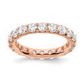 14k Rose Gold 3 carat Lab Grown Diamond VS/SI+ G+ Complete Shared Prong Eternity Band