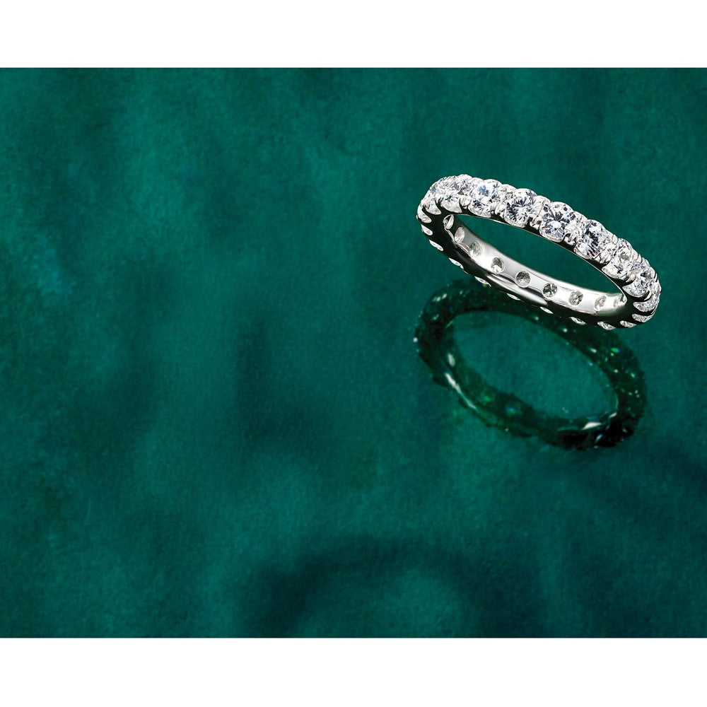 14k White Gold 3 carat Lab Grown Diamond VS/SI+ G+ Complete Shared Prong Eternity Band