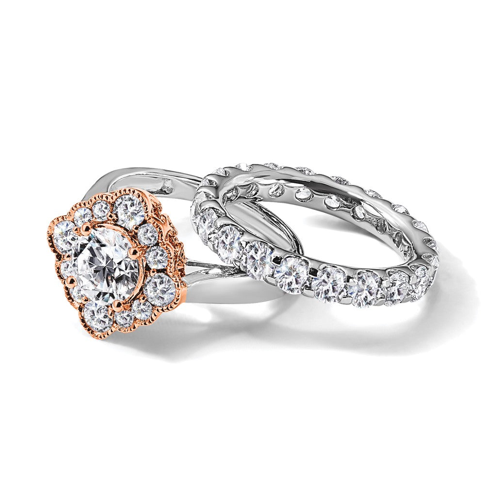 14k White Gold 3 carat Lab Grown Diamond VS/SI+ G+ Complete Shared Prong Eternity Band