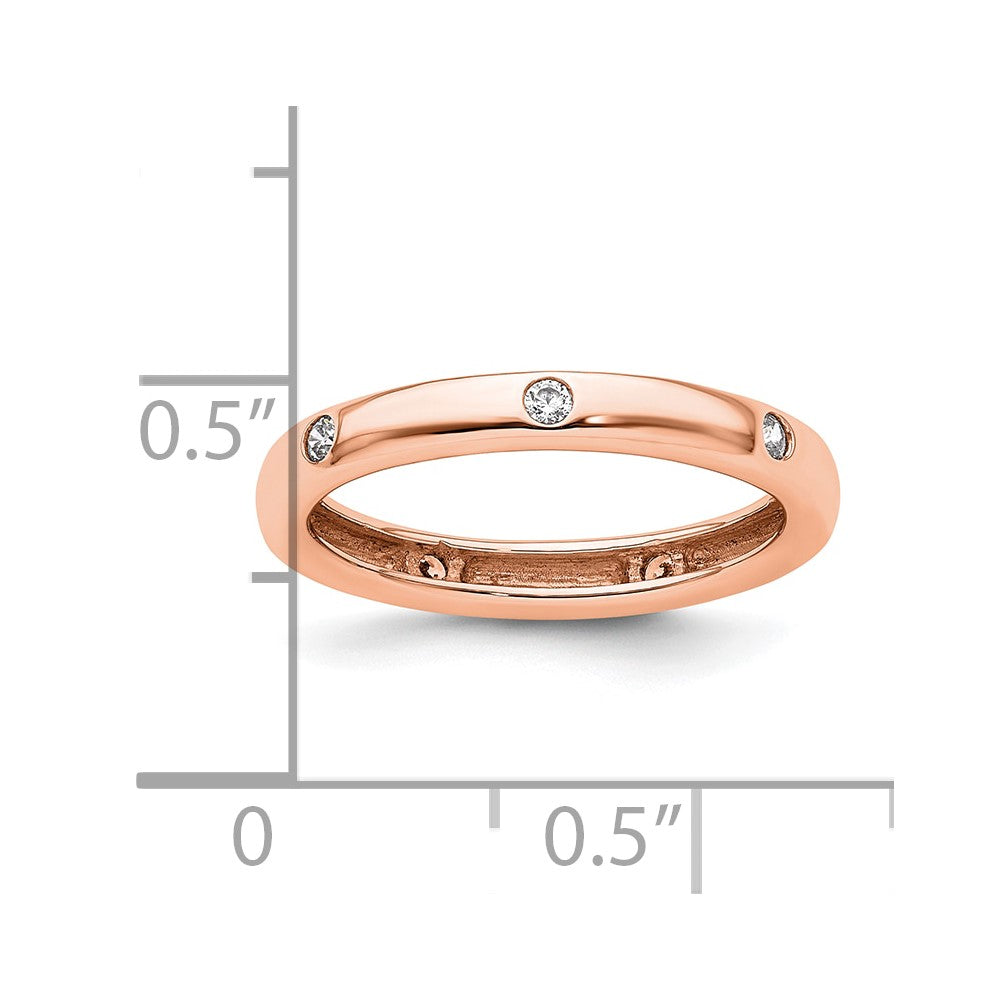 14k Rose Gold Polished Bezel-set 1/10 carat Diamond Complete Eternity Band