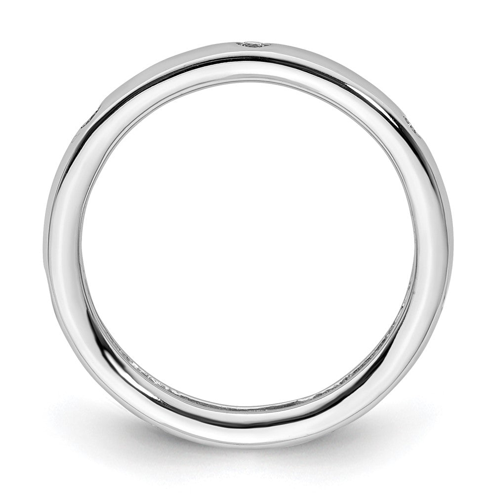 14k White Gold Polished Bezel-set 1/10 carat Diamond Complete Eternity Band