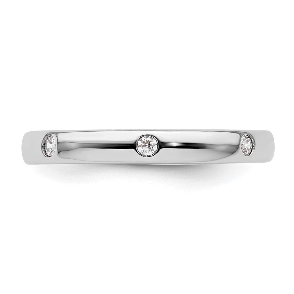 14k White Gold Polished Bezel-set 1/10 carat Diamond Complete Eternity Band