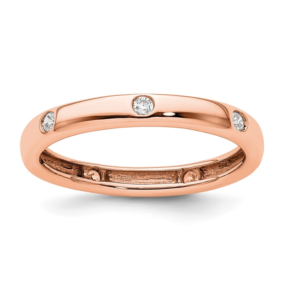 14k Rose Gold Polished Bezel-set 1/10 carat Diamond Complete Eternity Band