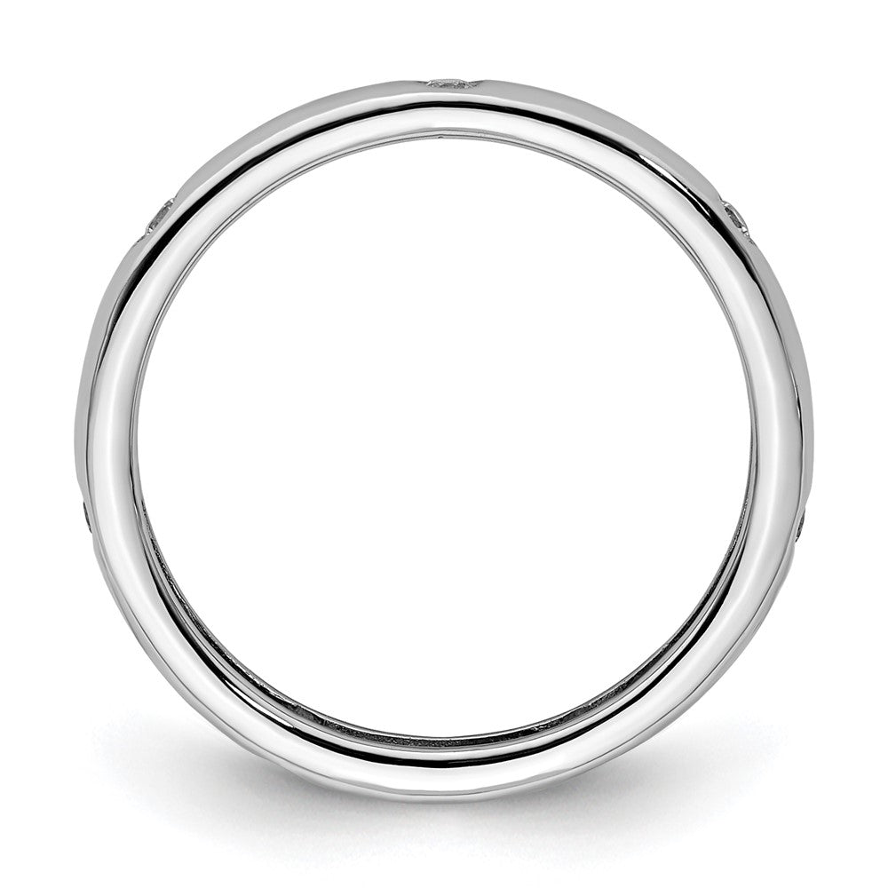 14k White Gold Polished Bezel-set 1/10 carat Diamond Complete Eternity Band