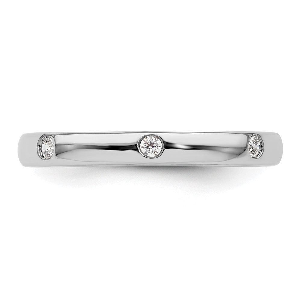 14k White Gold Polished Bezel-set 1/10 carat Diamond Complete Eternity Band