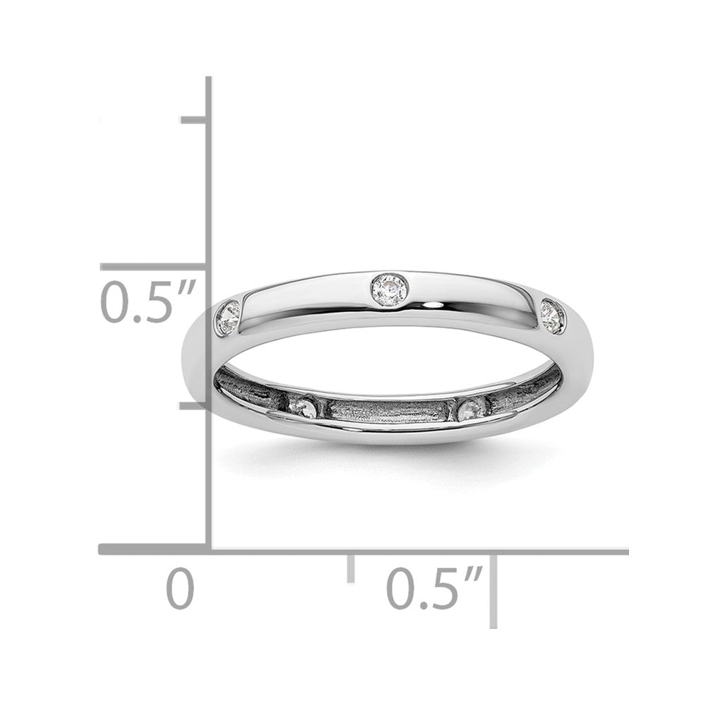 14k White Gold Polished Bezel-set 1/10 carat Diamond Complete Eternity Band
