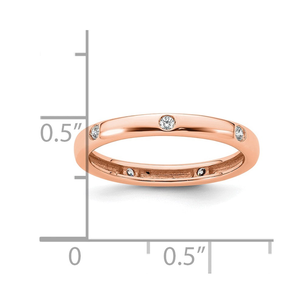 14k Rose Gold Polished Bezel-set 1/10 carat Diamond Complete Eternity Band