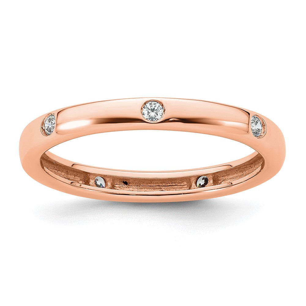 14k Rose Gold Polished Bezel-set 1/10 carat Diamond Complete Eternity Band