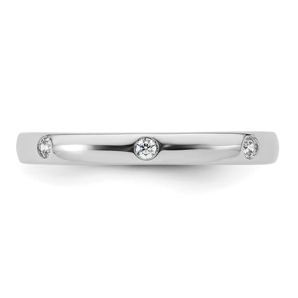 14k White Gold Polished Bezel-set 1/10 carat Diamond Complete Eternity Band