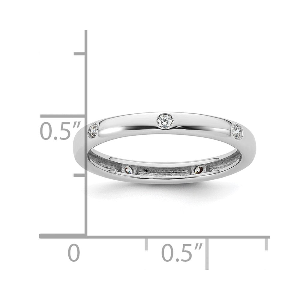 14k White Gold Polished Bezel-set 1/10 carat Diamond Complete Eternity Band
