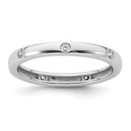 14k White Gold Polished Bezel-set 1/10 carat Diamond Complete Eternity Band