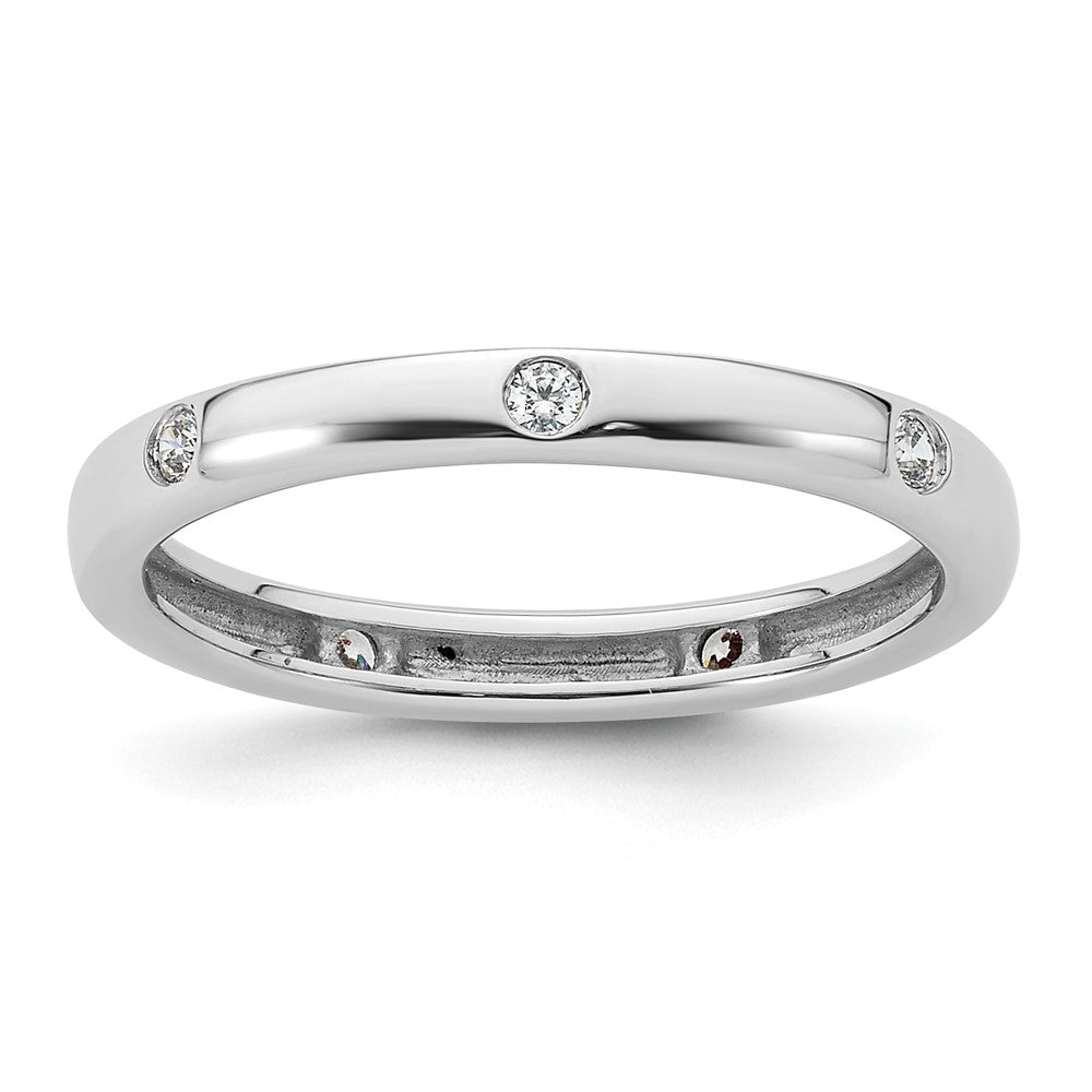 14k White Gold Polished Bezel-set 1/10 carat Diamond Complete Eternity Band
