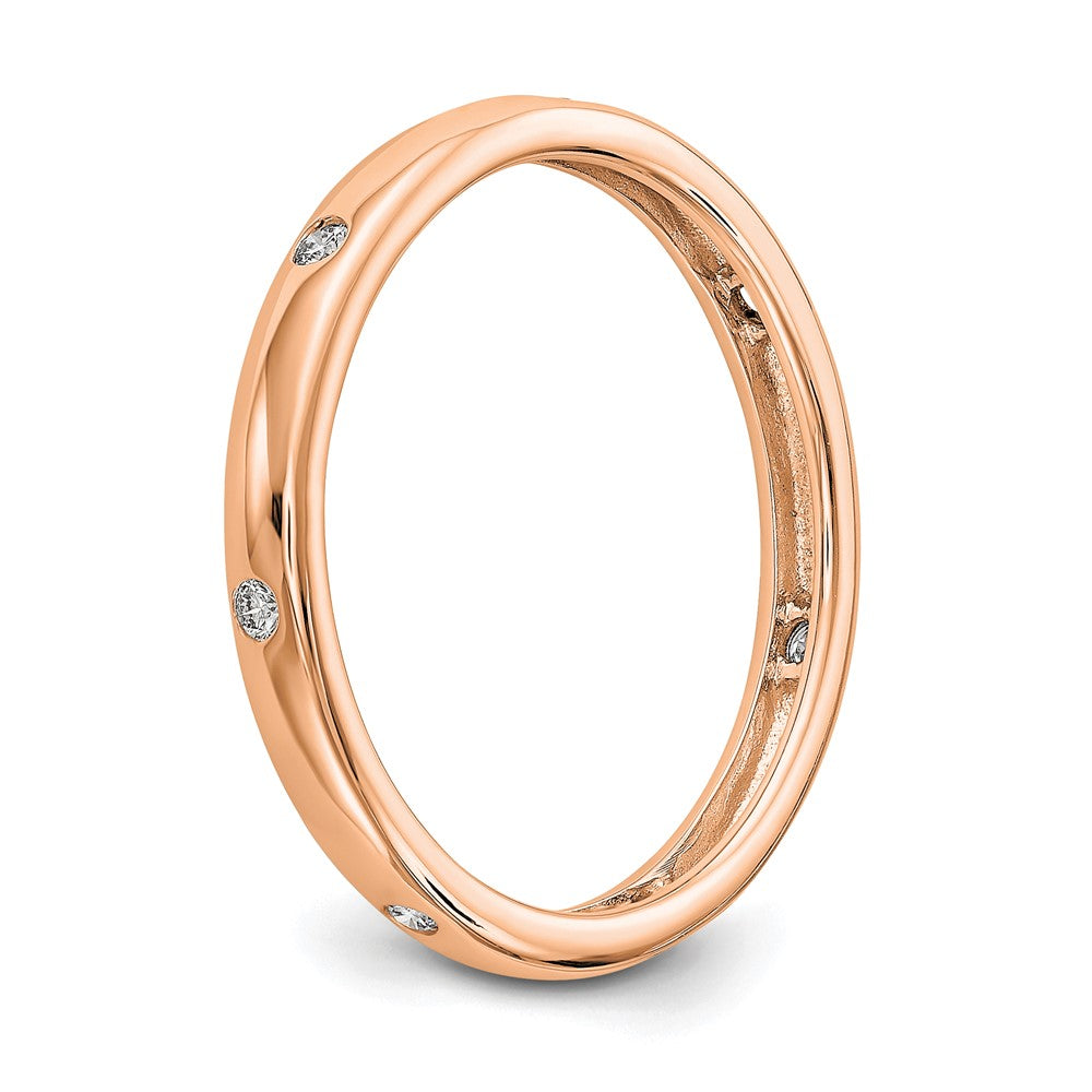 14k Rose Gold Polished Bezel-set 1/10 carat Diamond Complete Eternity Band