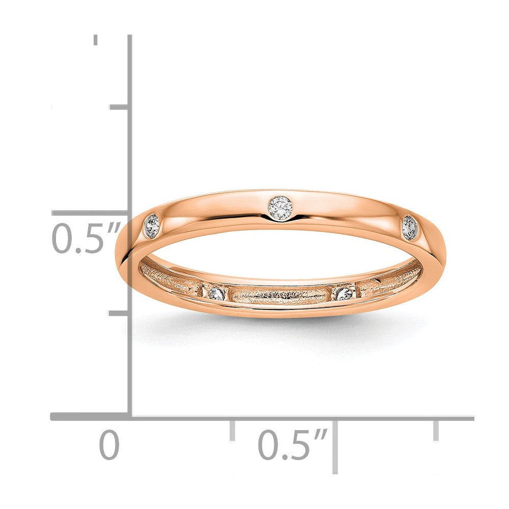 14k Rose Gold Polished Bezel-set 1/10 carat Diamond Complete Eternity Band