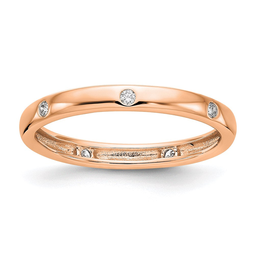 14k Rose Gold Polished Bezel-set 1/10 carat Diamond Complete Eternity Band