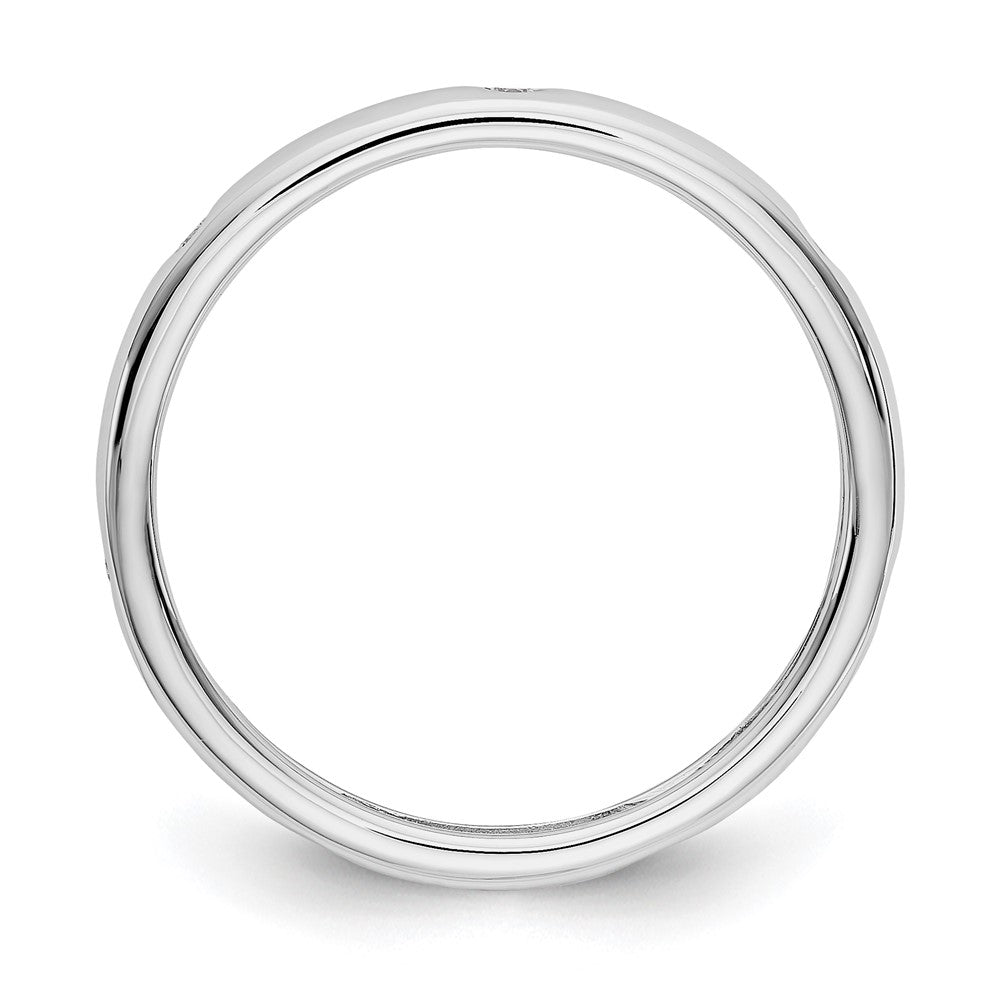 14k White Gold Polished Bezel-set 1/10 carat Diamond Complete Eternity Band
