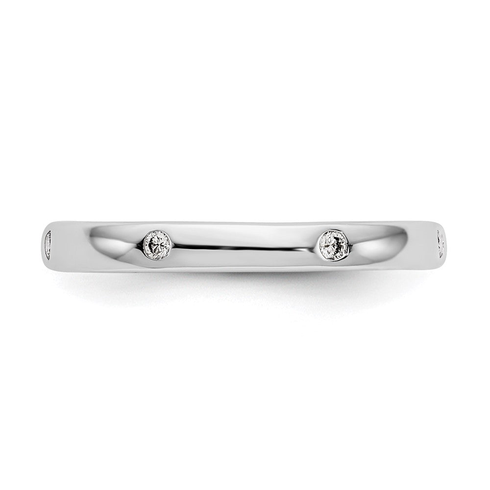 14k White Gold Polished Bezel-set 1/10 carat Diamond Complete Eternity Band