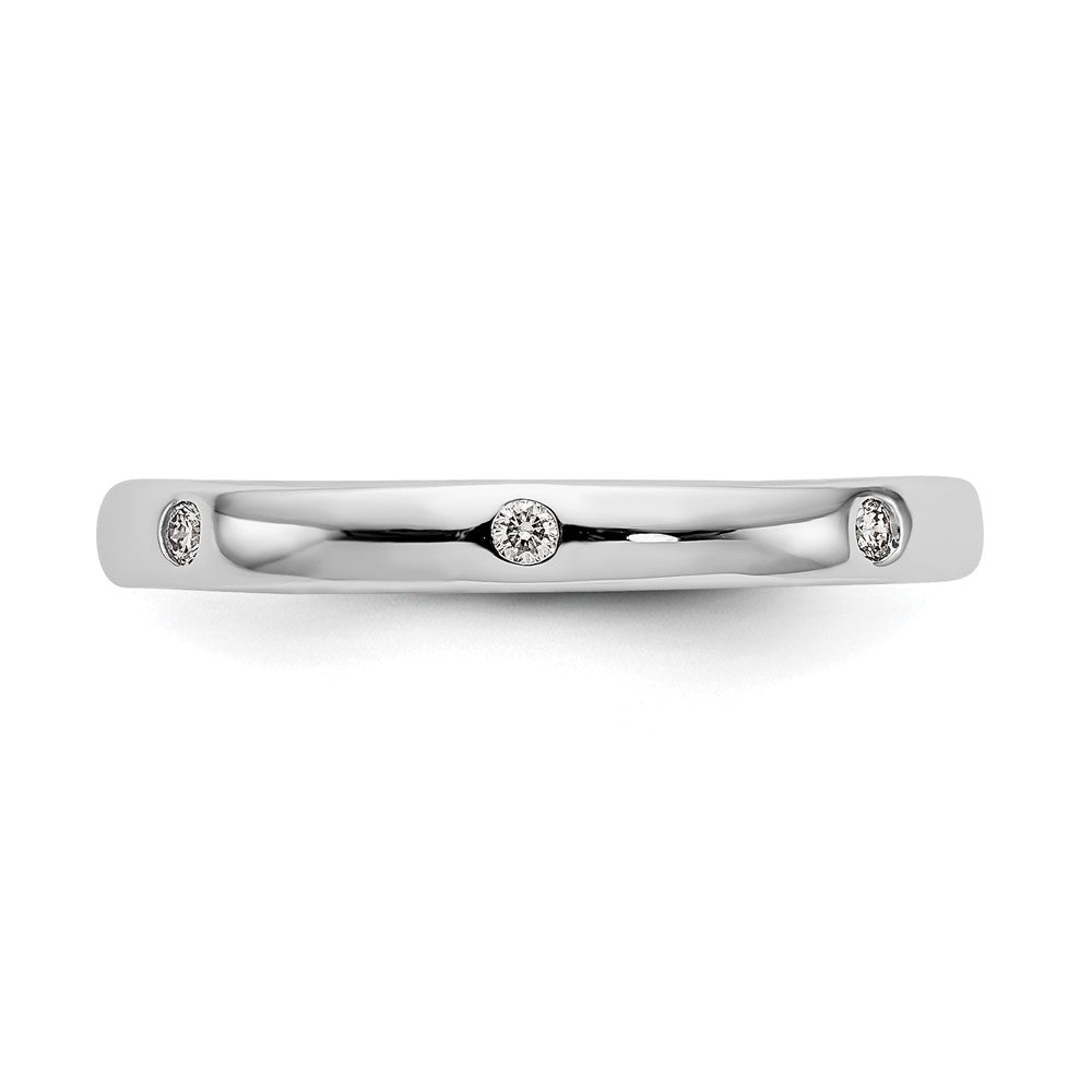 14k White Gold Polished Bezel-set 1/10 carat Diamond Complete Eternity Band
