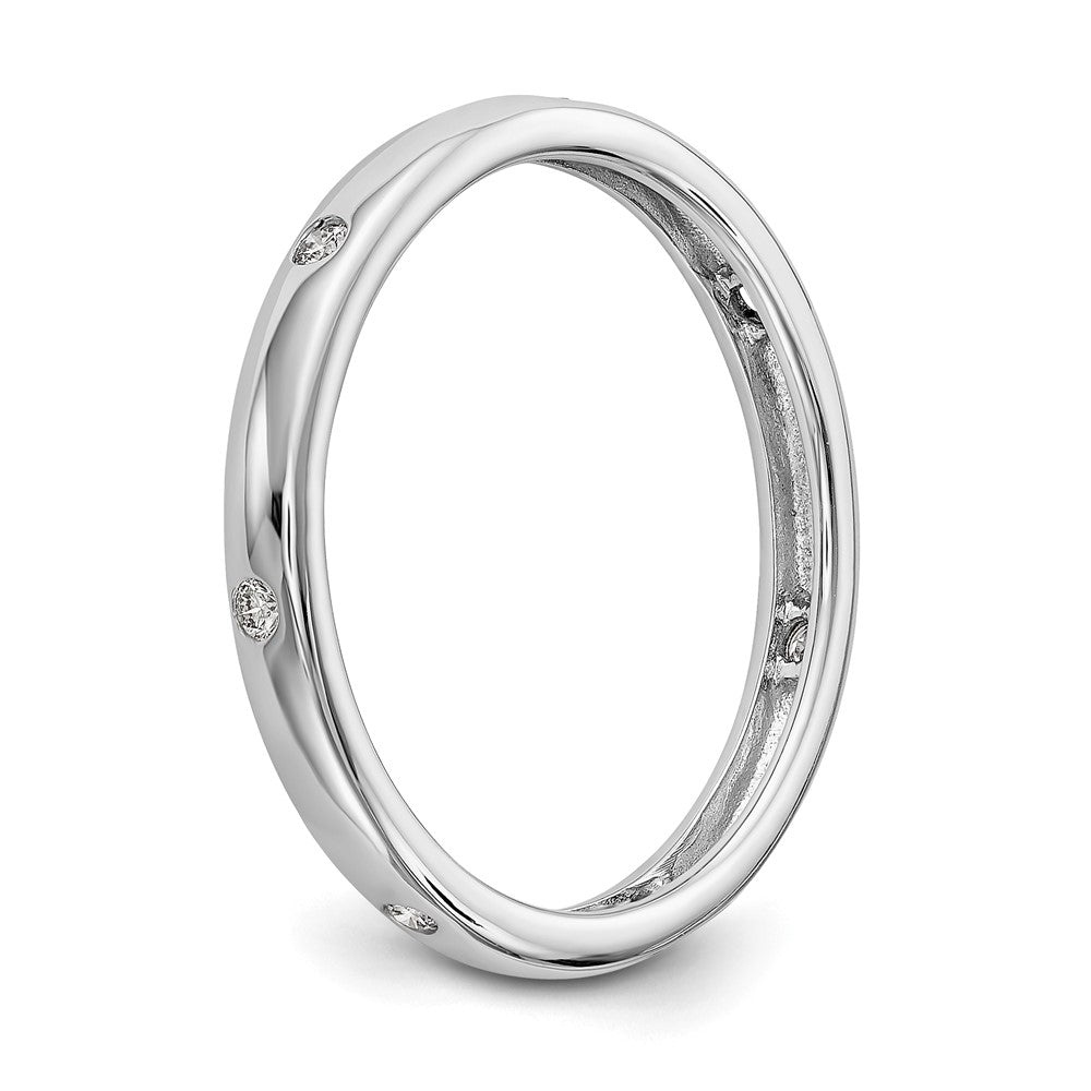 14k White Gold Polished Bezel-set 1/10 carat Diamond Complete Eternity Band