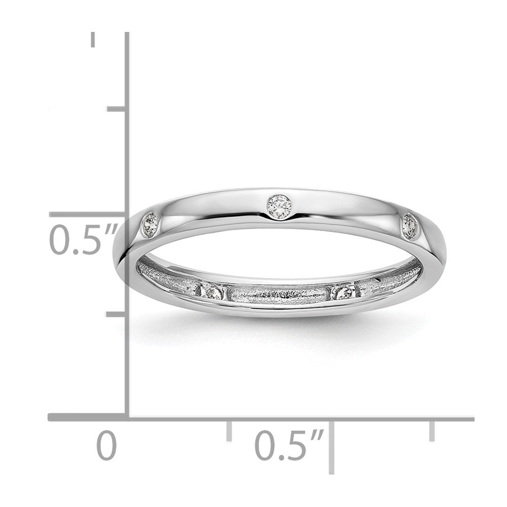 14k White Gold Polished Bezel-set 1/10 carat Diamond Complete Eternity Band