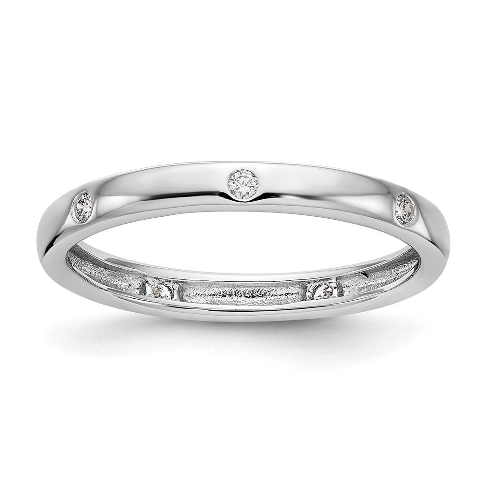 14k White Gold Polished Bezel-set 1/10 carat Diamond Complete Eternity Band