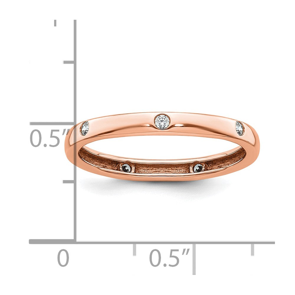 14k Rose Gold Polished Bezel-set 1/10 carat Diamond Complete Eternity Band