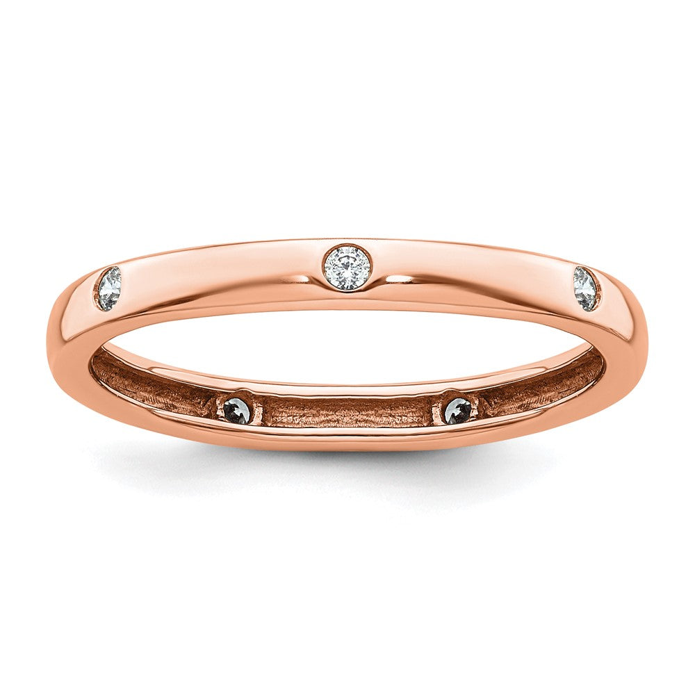 14k Rose Gold Polished Bezel-set 1/10 carat Diamond Complete Eternity Band