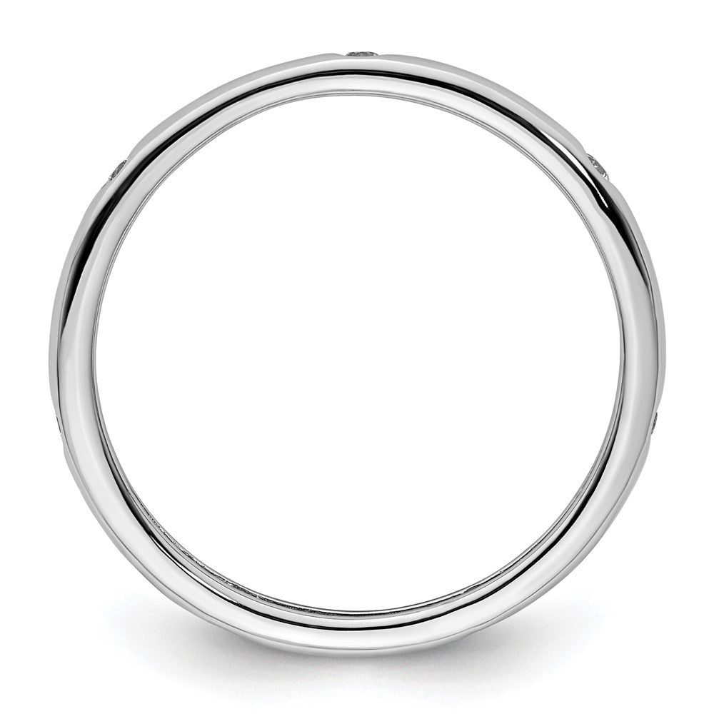 14k White Gold Polished Bezel-set 1/10 carat Diamond Complete Eternity Band