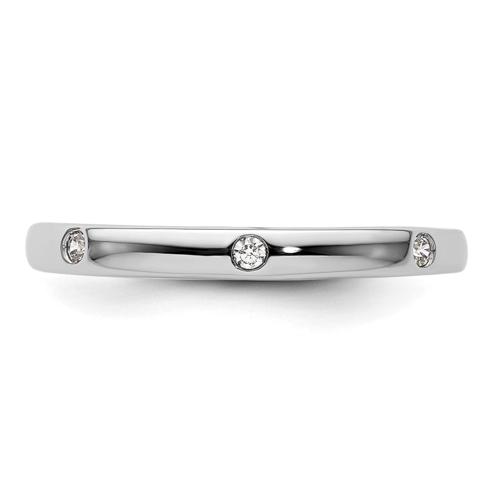 14k White Gold Polished Bezel-set 1/10 carat Diamond Complete Eternity Band