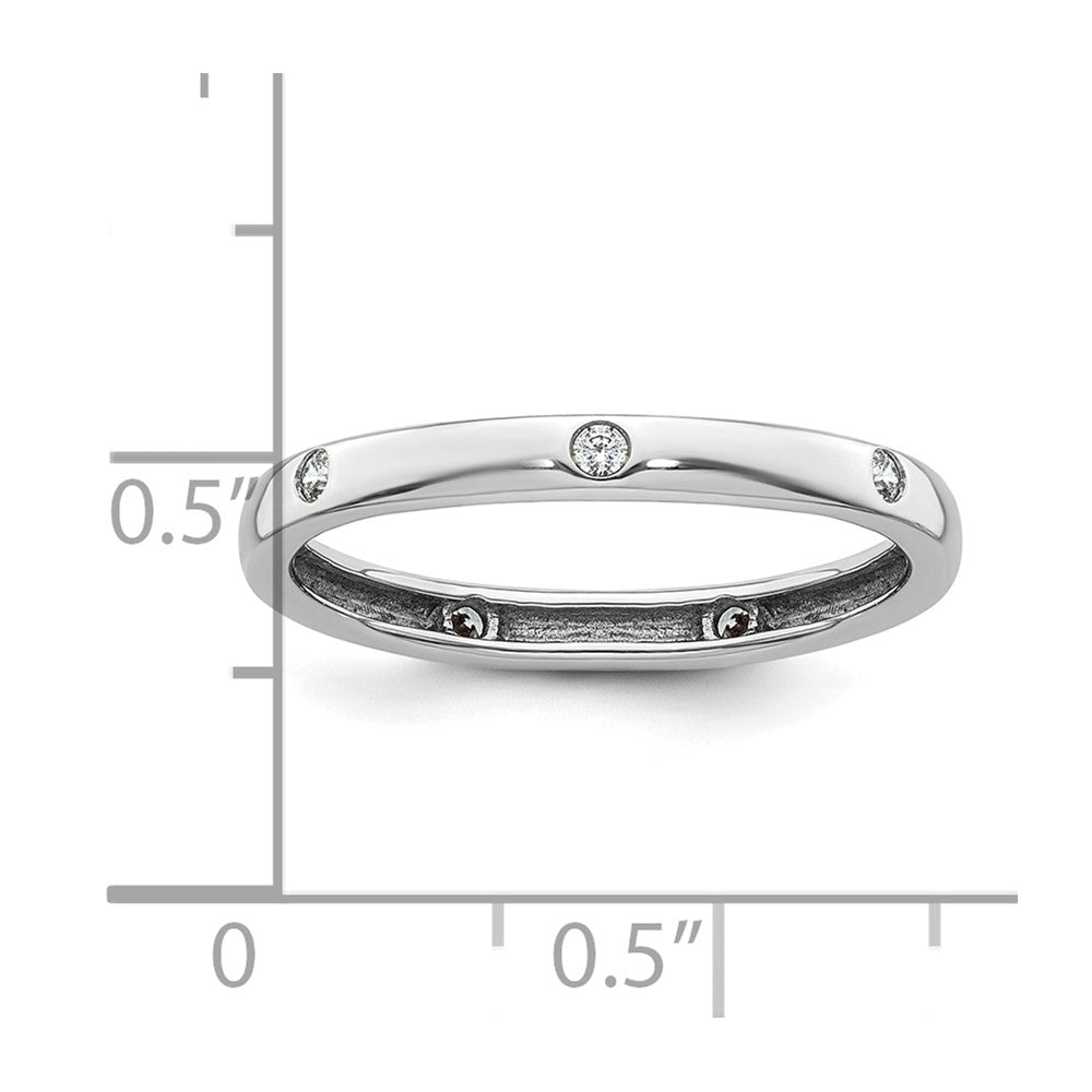 14k White Gold Polished Bezel-set 1/10 carat Diamond Complete Eternity Band