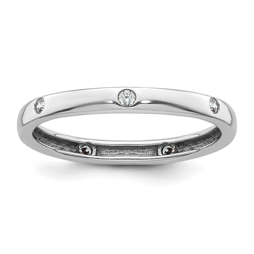 14k White Gold Polished Bezel-set 1/10 carat Diamond Complete Eternity Band