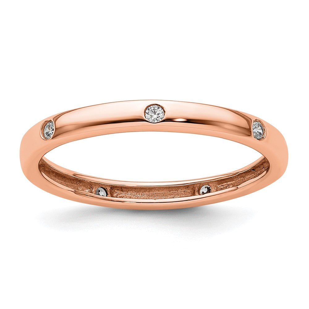 14k Rose Gold Polished Bezel-set 1/10 carat Diamond Complete Eternity Band