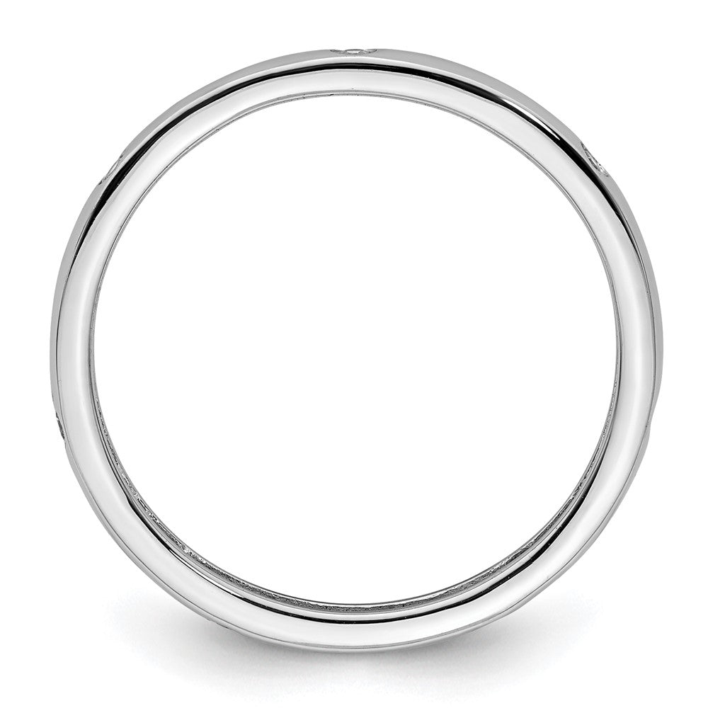 14k White Gold Polished Bezel-set 1/10 carat Diamond Complete Eternity Band