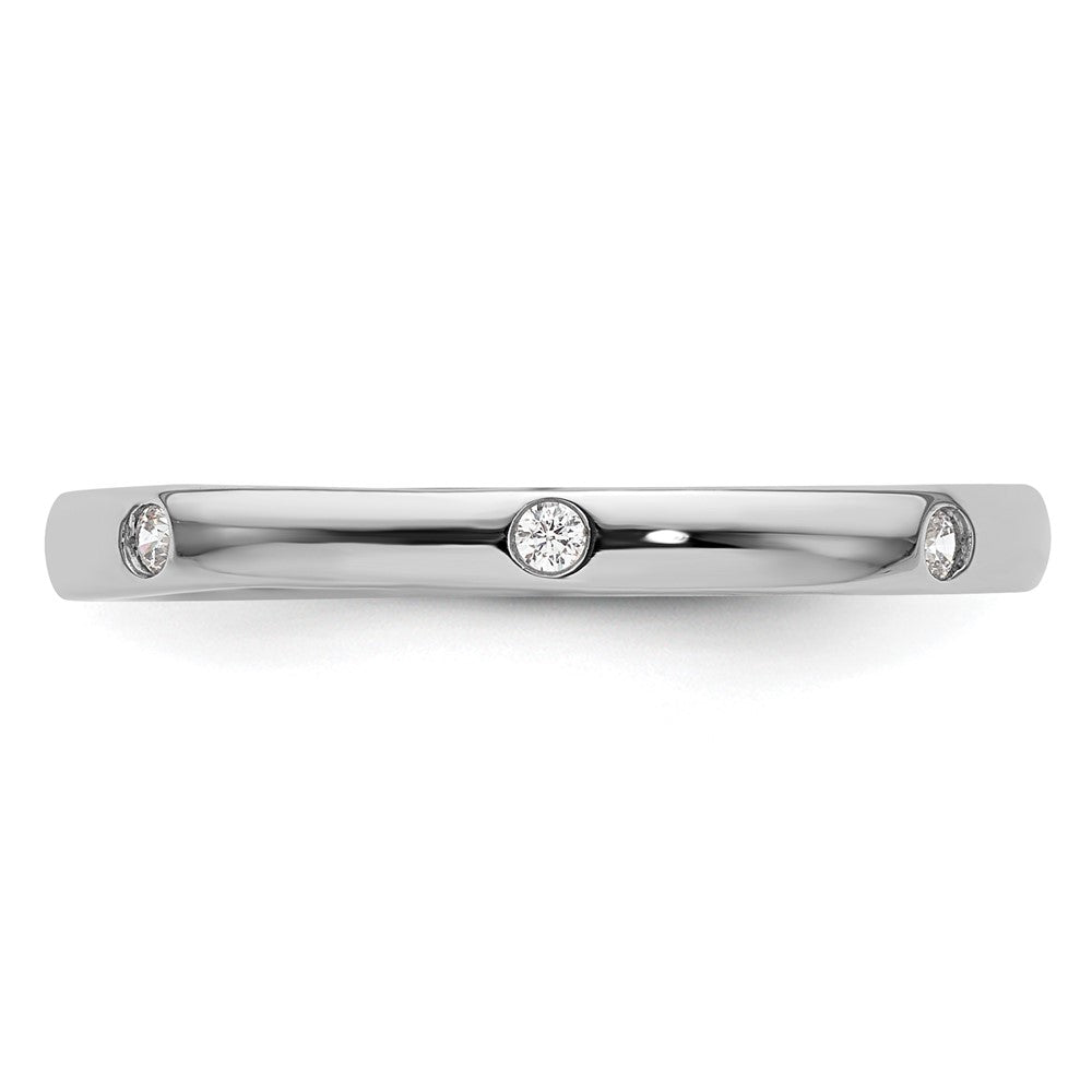 14k White Gold Polished Bezel-set 1/10 carat Diamond Complete Eternity Band