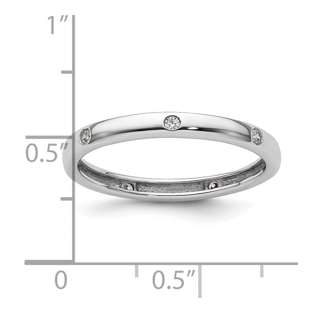 14k White Gold Polished Bezel-set 1/10 carat Diamond Complete Eternity Band