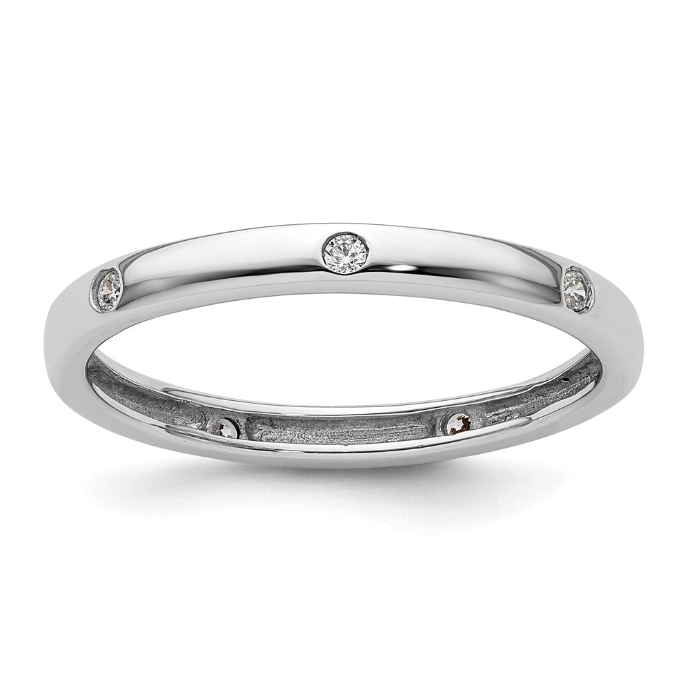 14k White Gold Polished Bezel-set 1/10 carat Diamond Complete Eternity Band