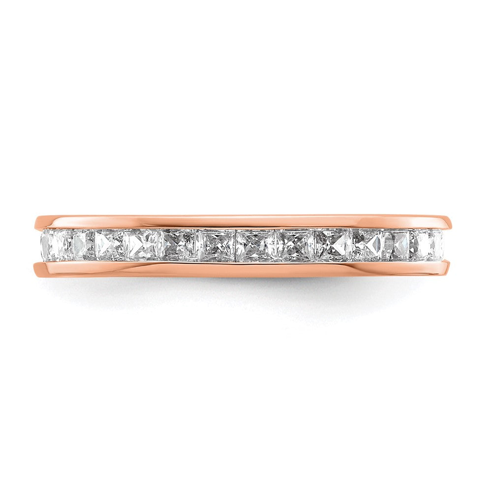 14k Rose Gold Polished Channel-set 1 carat Princess Diamond Complete Eternity Band