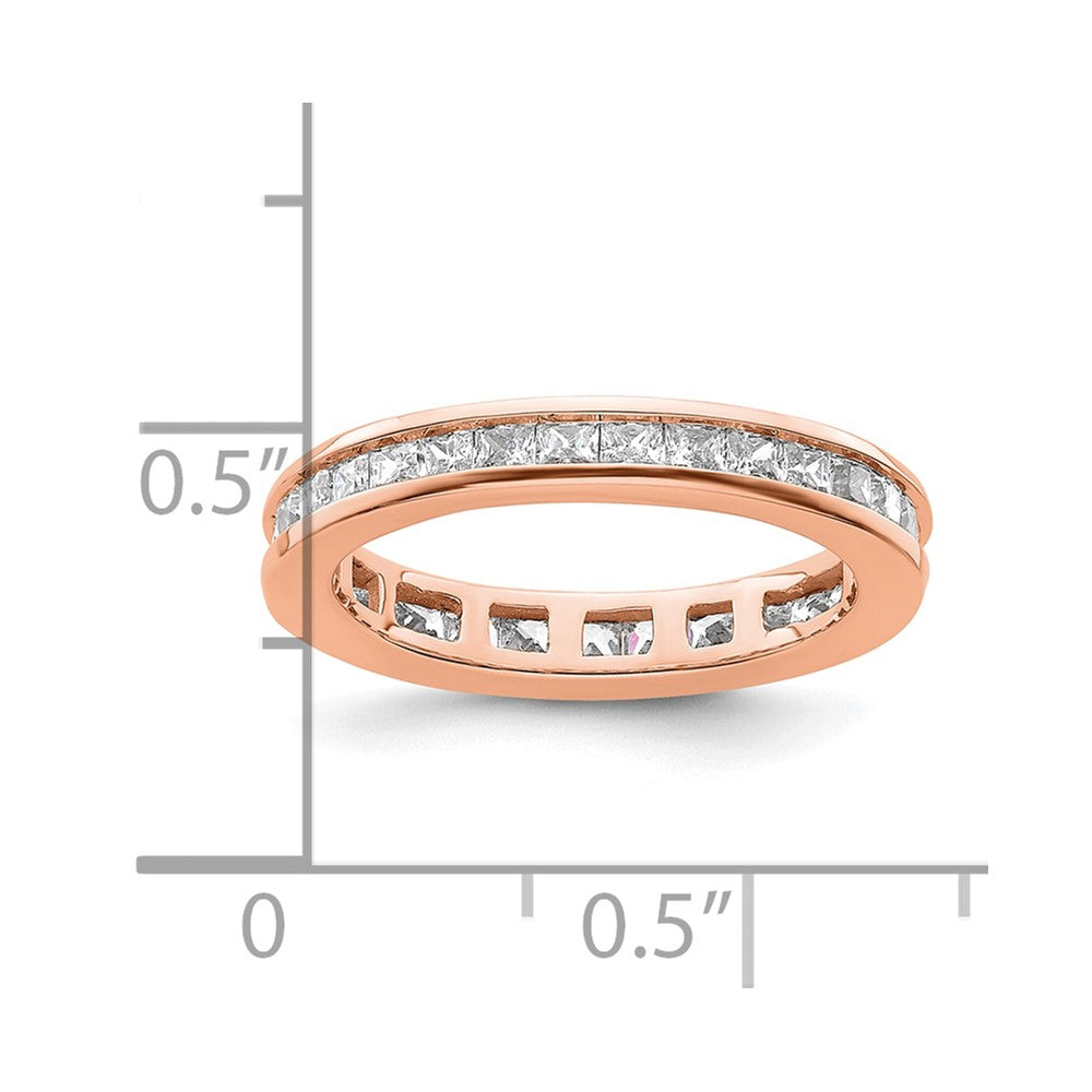 14k Rose Gold Polished Channel-set 1 carat Princess Diamond Complete Eternity Band