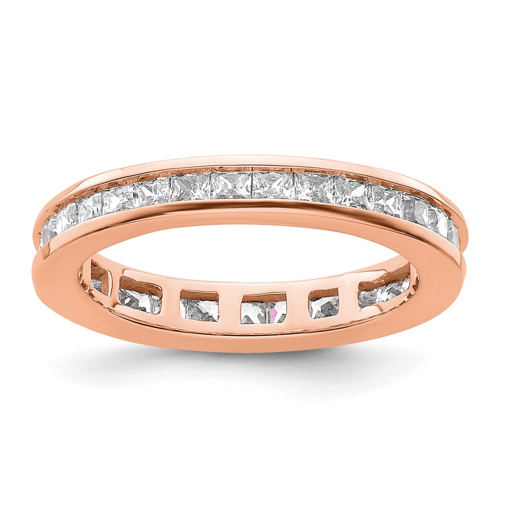 14k Rose Gold Polished Channel-set 1 carat Princess Diamond Complete Eternity Band