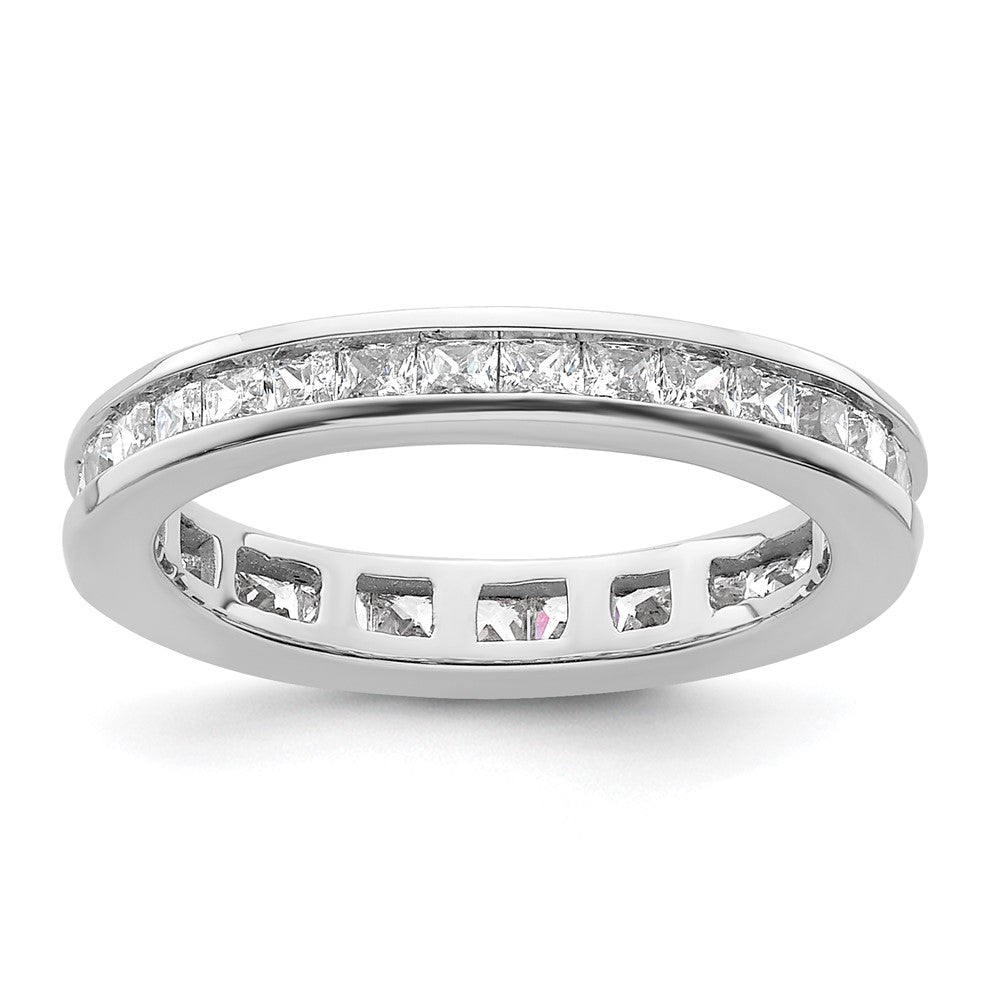 14k White Gold Polished Channel-set 1 carat Princess Diamond Complete Eternity Band