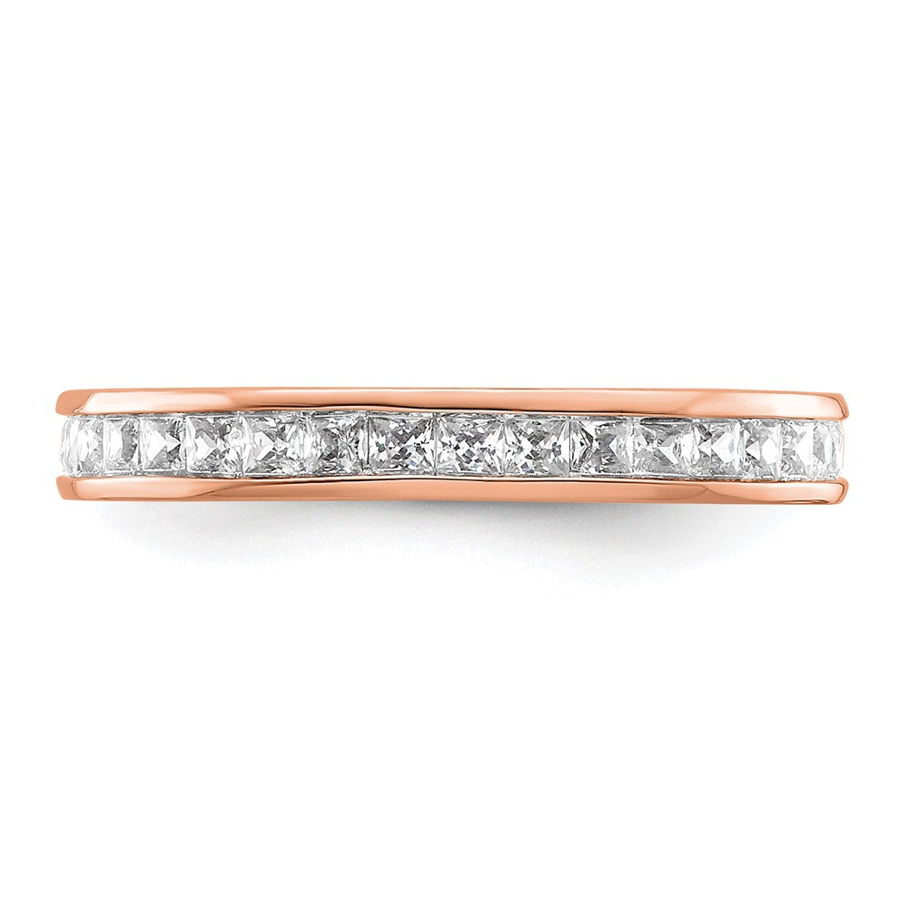 14k Rose Gold Polished Channel-set 1 carat Princess Diamond Complete Eternity Band