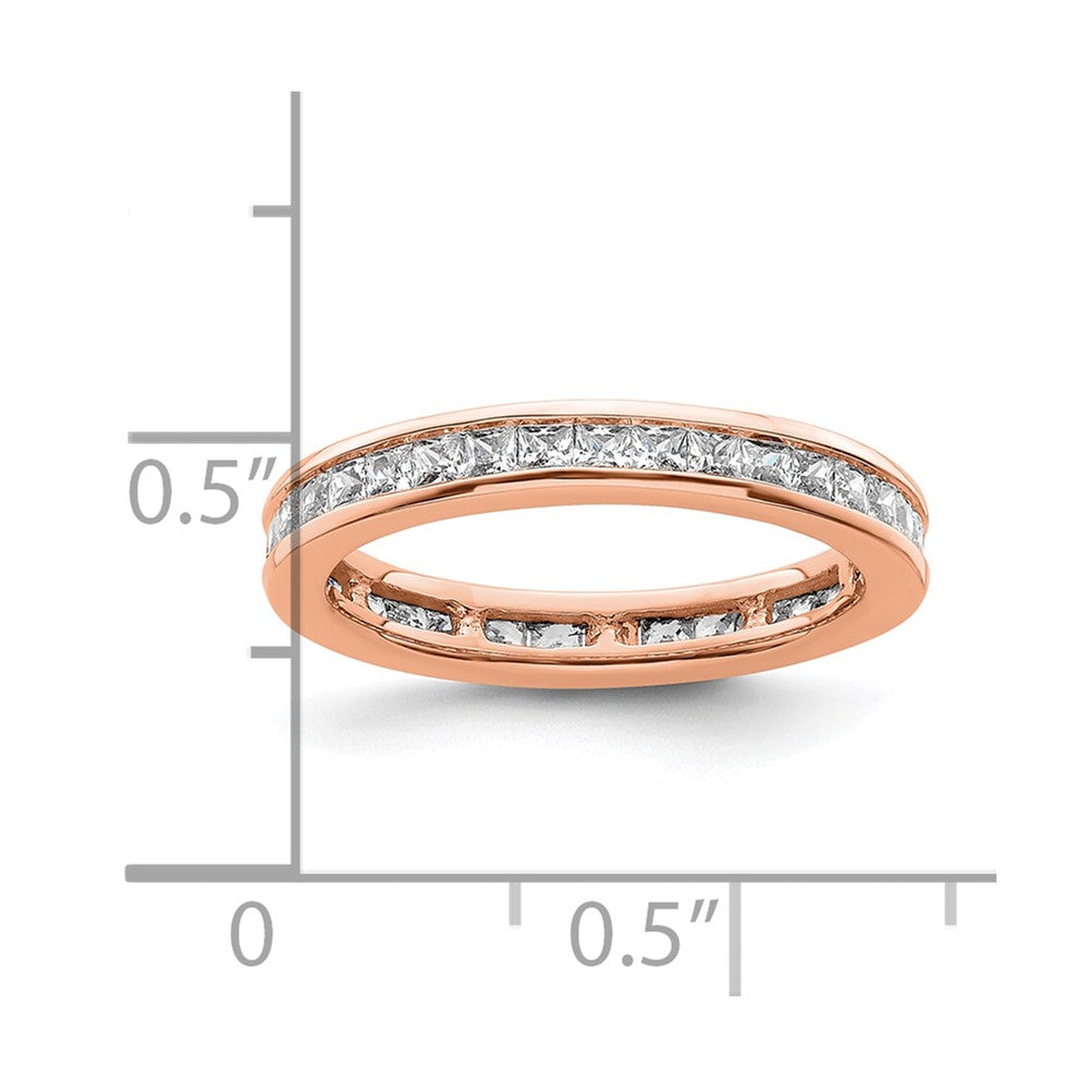 14k Rose Gold Polished Channel-set 1 carat Princess Diamond Complete Eternity Band