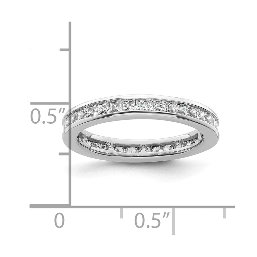 14k White Gold Polished Channel-set 1 carat Princess Diamond Complete Eternity Band