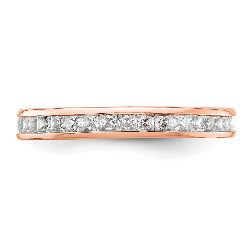 14k Rose Gold Polished Channel-set 1 carat Princess Diamond Complete Eternity Band
