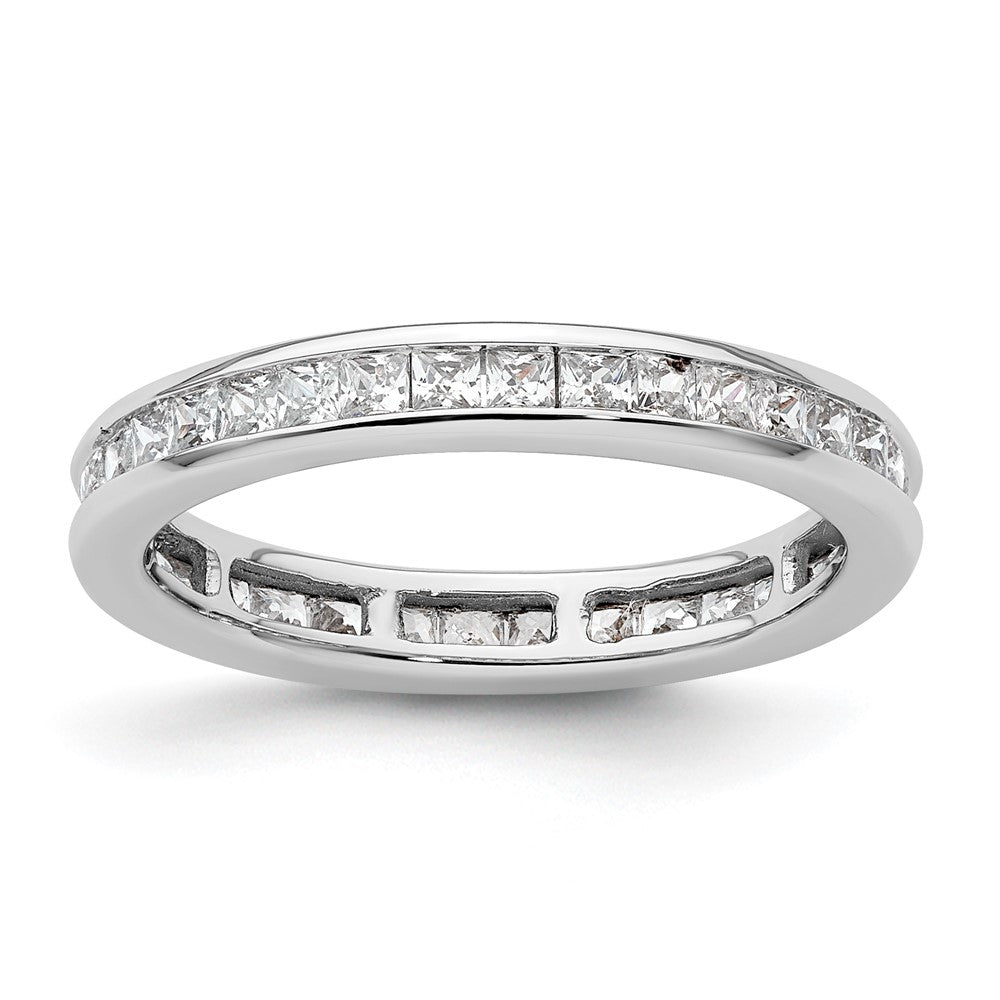 14k White Gold Polished Channel-set 1 carat Princess Diamond Complete Eternity Band