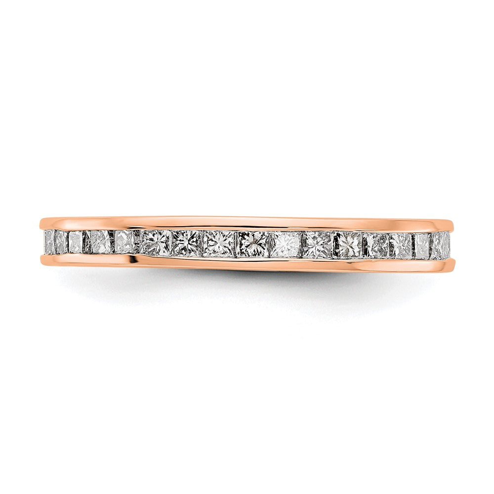 14k Rose Gold Polished Channel-set 1 carat Princess Diamond Complete Eternity Band