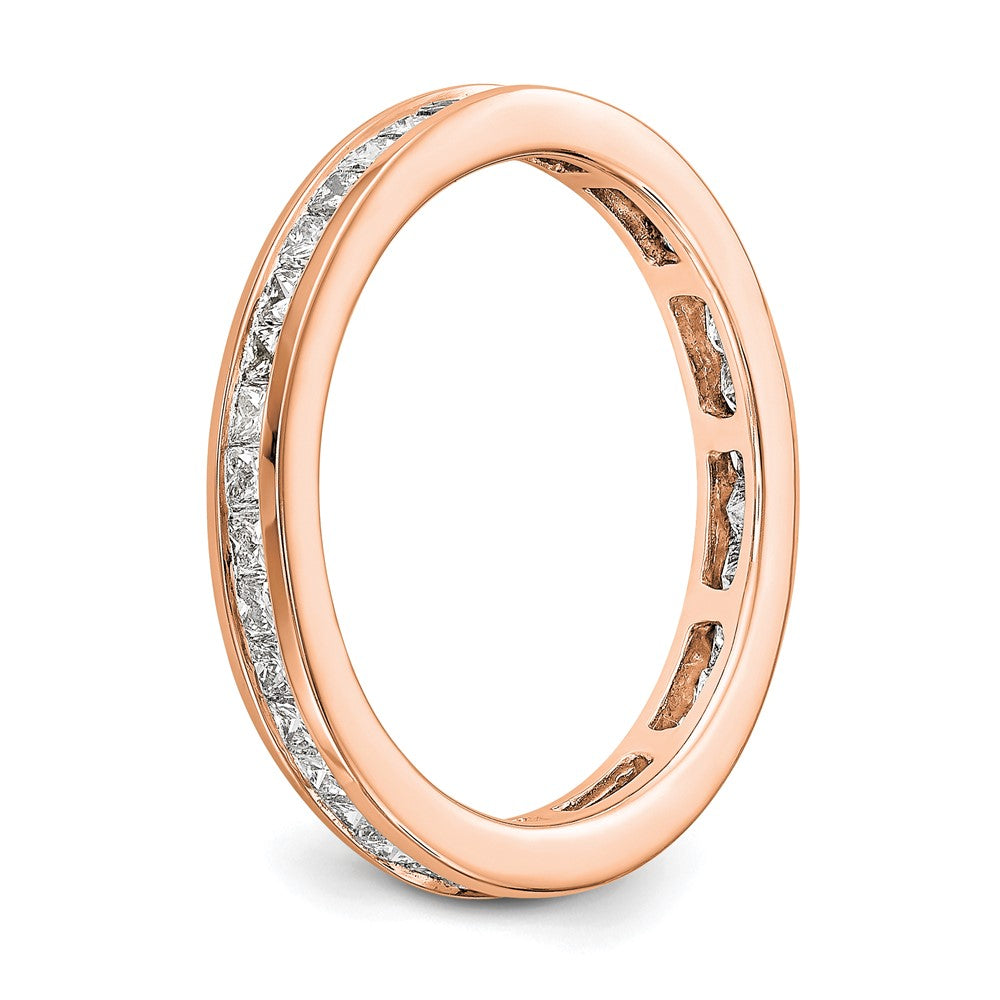14k Rose Gold Polished Channel-set 1 carat Princess Diamond Complete Eternity Band