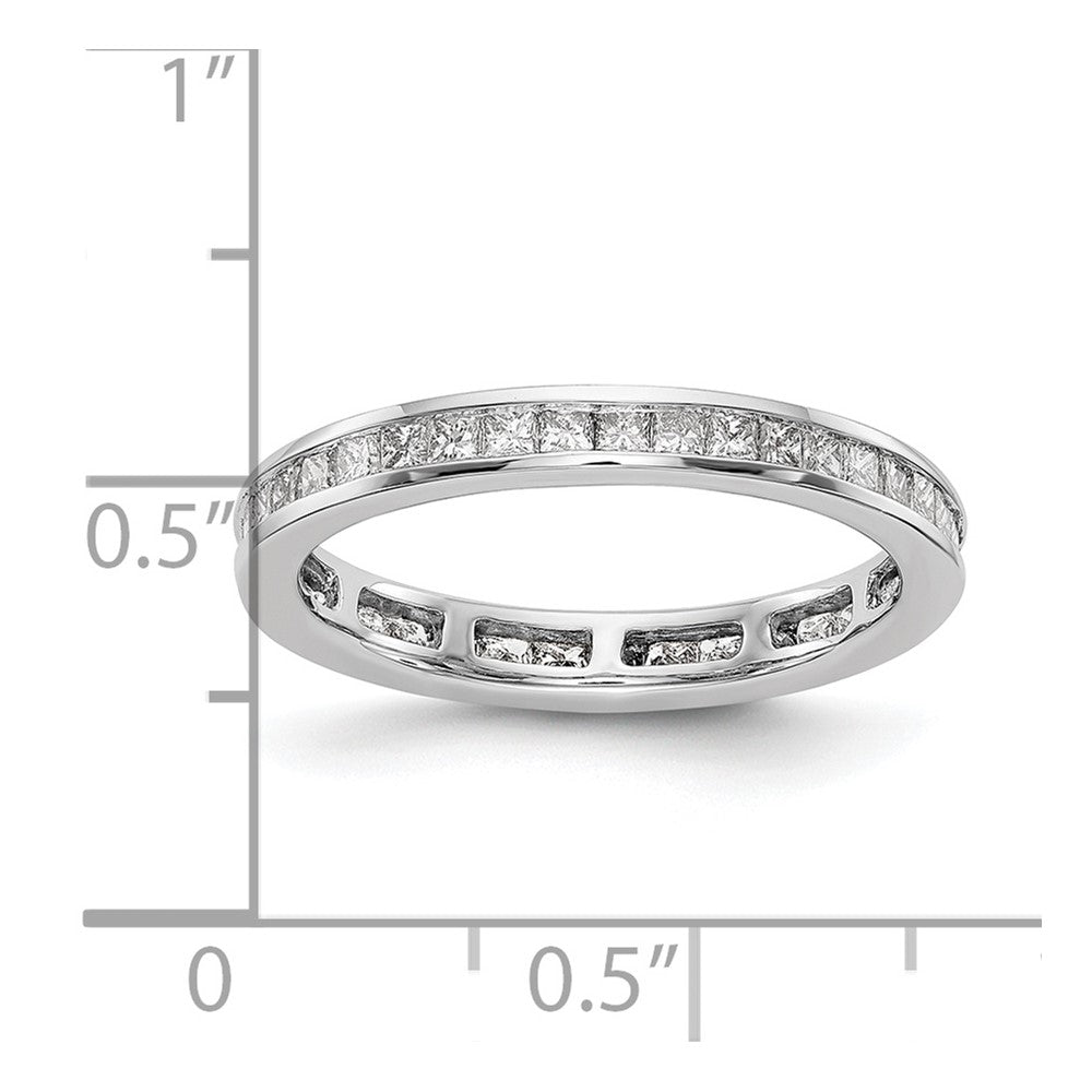 14k White Gold Polished Channel-set 3 carat Princess Diamond Complete Eternity Band